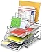 DecoBros STACKABLE Mesh Desk Convertiable Organizer 3 Letter Trays and 5 Horizontal Upright Sections, Sliver