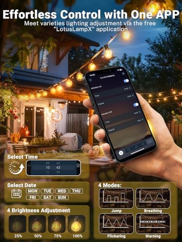 Guirlande Lumineuse Exterieure Dimmable, 30m Guirlande Guinguette Exterieur