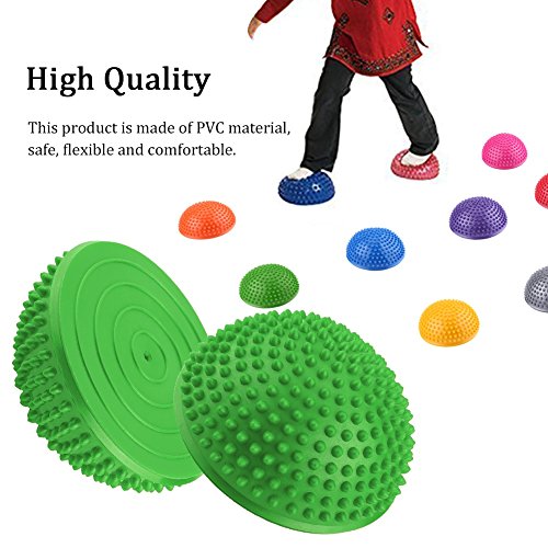 2Pcs/Lot Ball Massage Foot Sports Balance Hedgehog Half Ball Pimples Pilates Ball for Yoga Fitness Gymnastics Exercise ( Color : Green )
