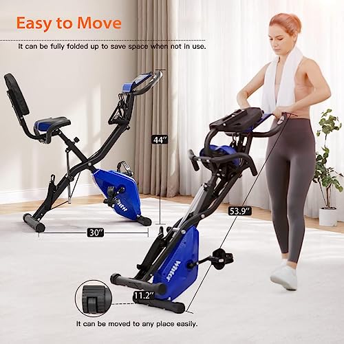 5-in-1 Foldable Exercise Bike For Seniors - 16-Level Magnetic Resistance Indoor Cycling