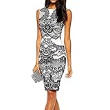 Women Dress,Haoricu Hot Sale!2017 Black Vintage Print Elegant Slim Sleeveless Pencil Women Dress (L, Black)