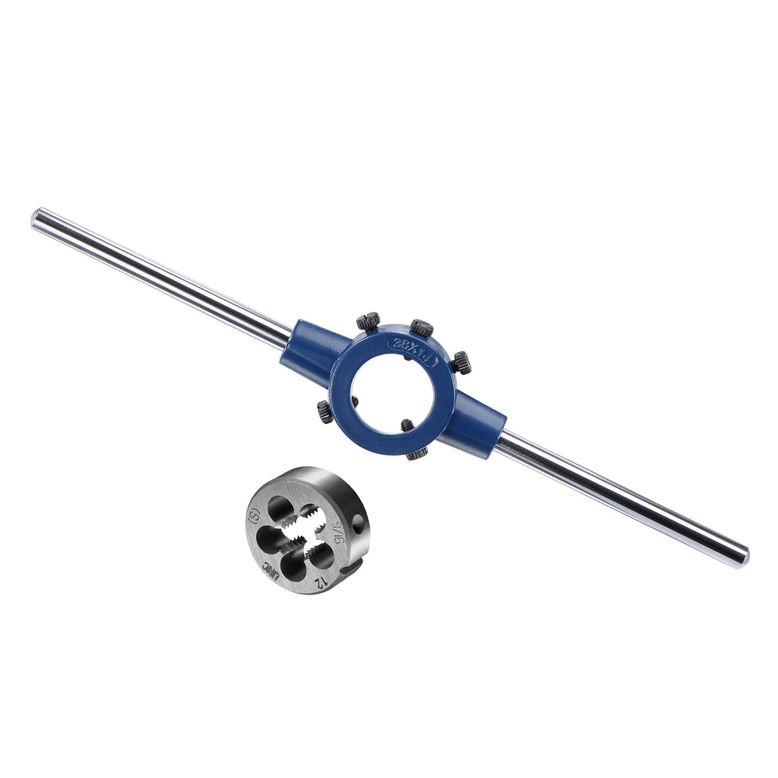 CoCud Die Stock Handle Set, 9/16-12 UNC Thread Die & Fit 26mm-38mm OD / M12-M16 Die Wrench Tool Kit - (Applications: for Threading Repairing), 1-Set