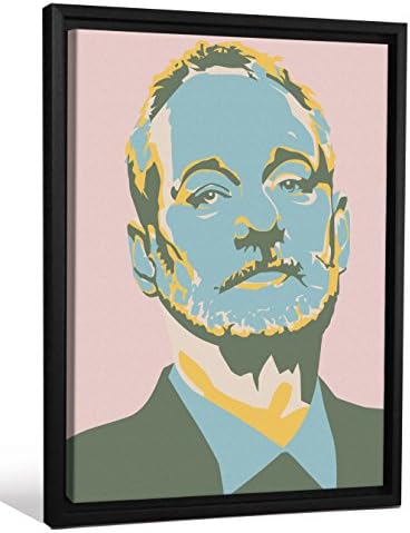 Cannonwalls FCNV2245 Framed Gallery Wrap Heavyweight Canvas Art Wall Decor (Bill Murray Light Pink Blue Andy Warhol at 26.375" High x 20.375" Wide x 1.25" Thick)