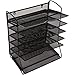 Desk Organizer Tray - Letter Tray in Black Metal Mesh for Organizing Files, Papers, Bills, Folders, Letters, Binders, and More. Desktop Paper Tray Rack for Home, Office, or School ... (6 Tier)