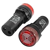 Dimart 65mm x 28mm Red LED Buzzer Alarm Signal Indicator Light AC DC 24V 2Pcs