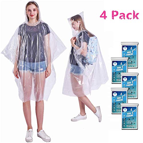 Disposable Rain Ponchos for Adults by(6 Pack) Including Drawstring Hood and Premium Quality 50% 