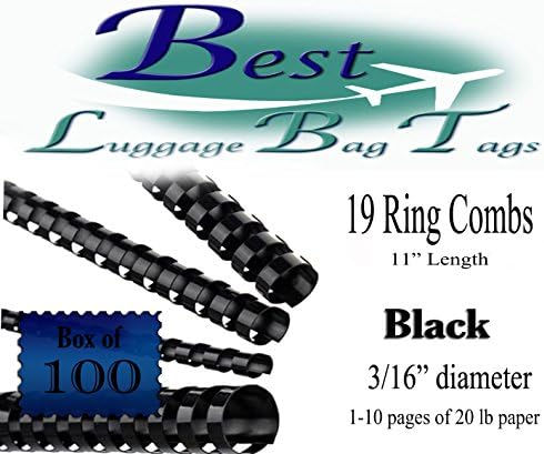 Black Comb Binding Spines (19 Ring) 11" Length - Qty: 100 (3/16")