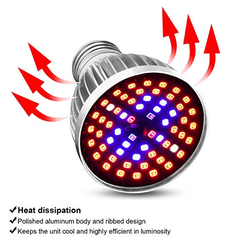 Full Spectrum E26 LED Grow Light Bulb, 60W Grow Plant Light for