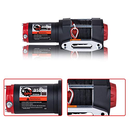 OPENROAD 3500Lbs 12 Volts Electric Winch, Winch for ATV/UTV/Boat, 3500Lbs /1587Kg Electric Winch Kit, with 12m/39ft Winch Synthetic Rope, Towing Off-Road Electric Winch Recovery kit (3500Lbs Black) - Image 2