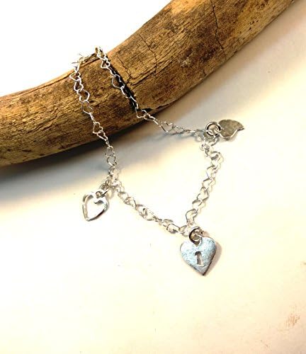 Silver heart charm bracelet, Small heart pendant