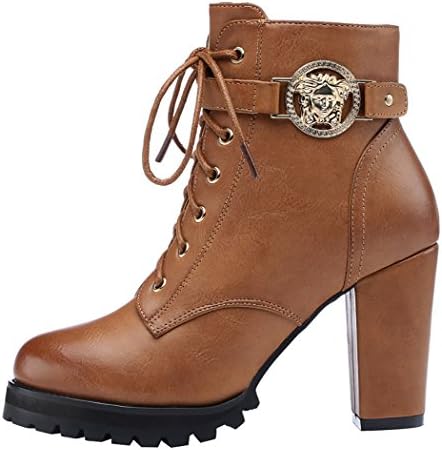 MUYU Women Winter Simple Style Rough Heels Martin Short Boots black