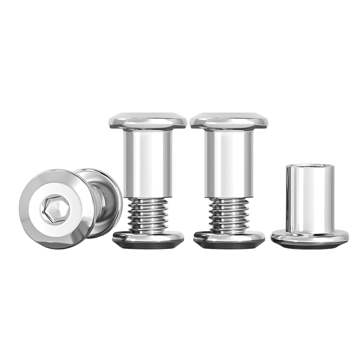 Drenky M5 X 10mm Connection Screws M5 Belt Buckle Binding Bolts 304 Stainless Steel Screw Post Rustproof Furniture Bolts Sleeve Nuts for Bed, Door, Table, Chair, Worktop, Cabinet, 10 Sets