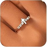 FUNYCHEN 925 Sterling Silver Cross Pray Rings for Women Non Tarnish Dainty CZ Faith Ring Trendy Stackable Eternity Promise Ring to Daughter Confirmation Baptism Valentine's Day Christian Jewelry Gifts
