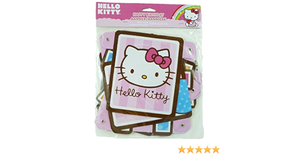 amazon com hello kitty birthday banner 7 59 ft childrens party banners home kitchen