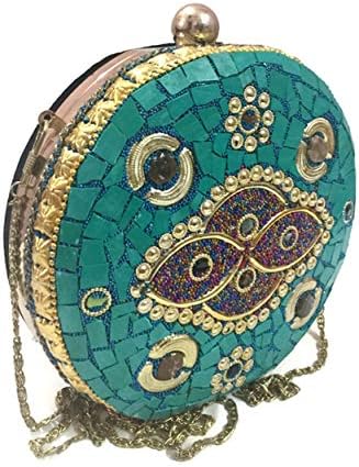 Diwali gift,Round Mosaic Clutch,Ethnic Bag,vintage handbag, Diwali collection, Diwali Decor,Bridal Bag