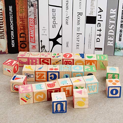 Pstars Wooden Learning Puzzle Letters Teaching Educational Building Blocks Kids Toys Cultivating Baby's Hands, Eyes, Brain Coordination Ability