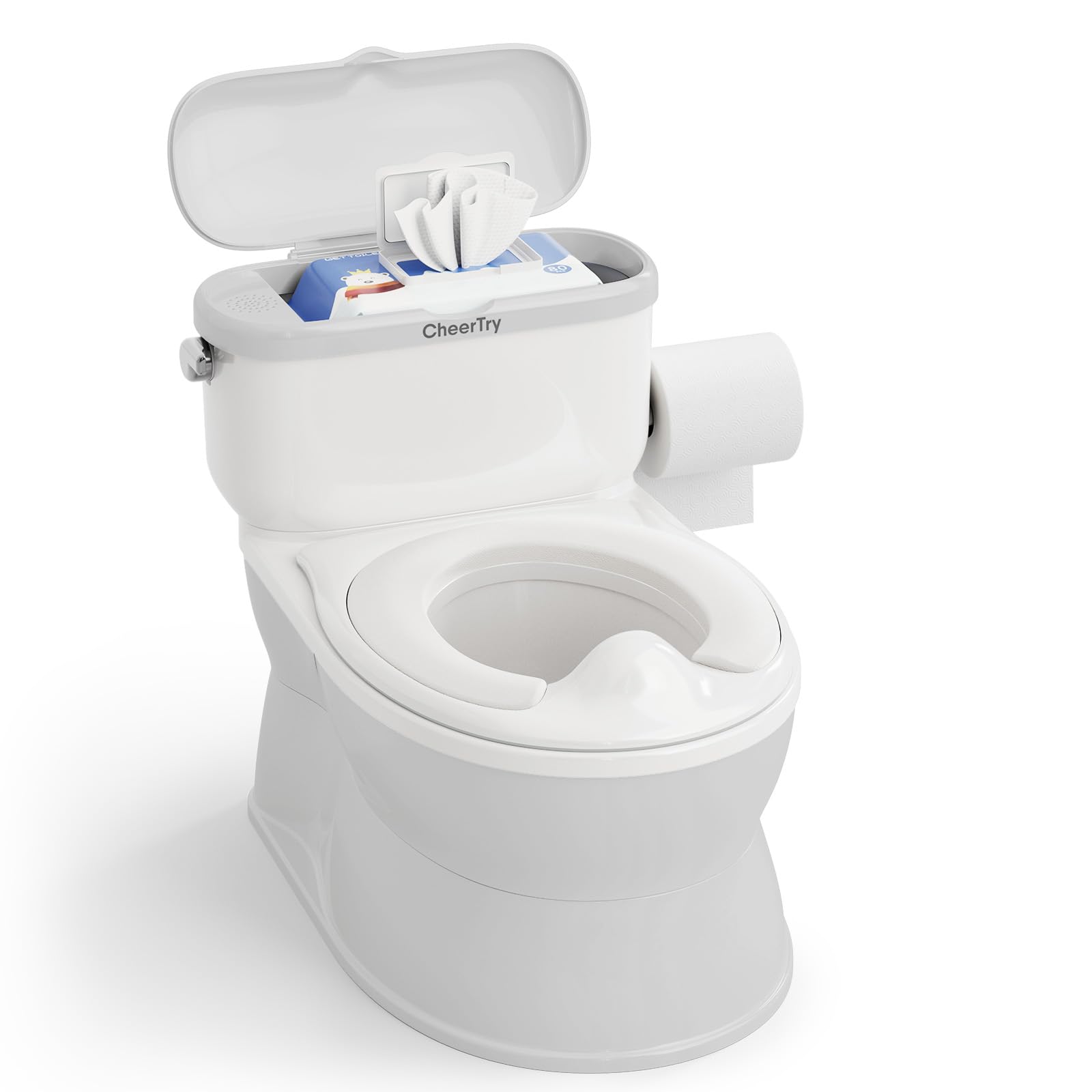 Photo 1 of ***JUST BASE*** CheerTry 2-in-1 Toddler Potty Training Toilet - with Detachable Training Seat, Realistic Flushing Sound for Boys & Girls Ages 1-3 with Wipes Storage, Toilet Paper Holder