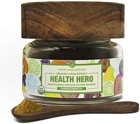 Health Hero Chaga Powder - Siberian Mushroom Chaga Tea - High Potency Organic Dual Extract Chaga - USDA Certified Organic - Enhances Immunity, Promotes Longevity, Optimizes Health - 1oz (30g)