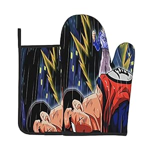 Xiaoxian Dra-gon Ba-ll Z 81 Hittebestendige Keukenovenhandschoenen, ovenhandschoenen en potdekselhandschoenen, veilig…