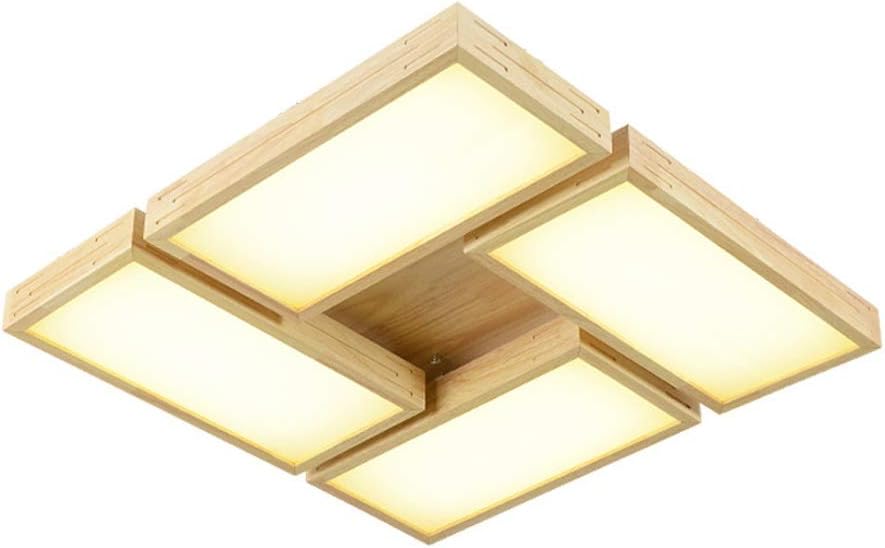 H-ei Kronleuchter Wohnzimmer Lampe rechteckige LED Massivholz Study