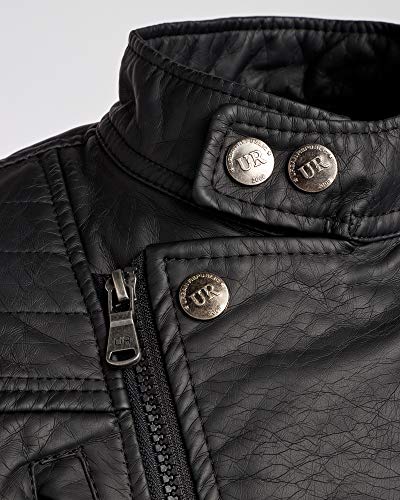 Urban Republic Big Boys' Faux Leather Moto Jacket with Zips 10/12 Black