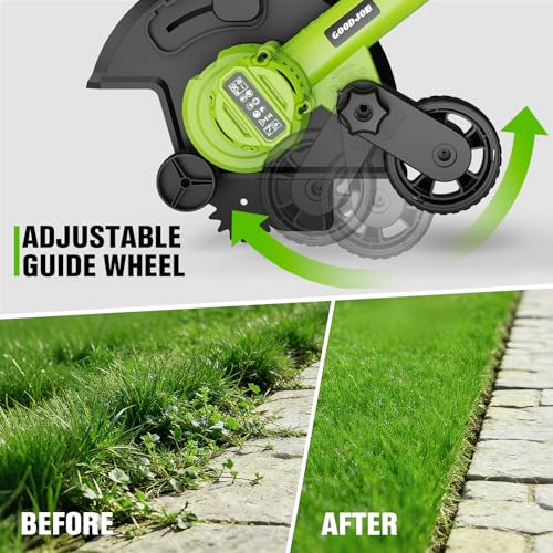 Cordless Lawn Edger, 20V Battery Powered Edger for Lawns Sidewalk | 2 x 2.0 Ah Batteries & Fast Charger 9 Inch Blade Dual Wheels 3500 RPM 400W Motor Edger with 3 Depth Settings for Driveway