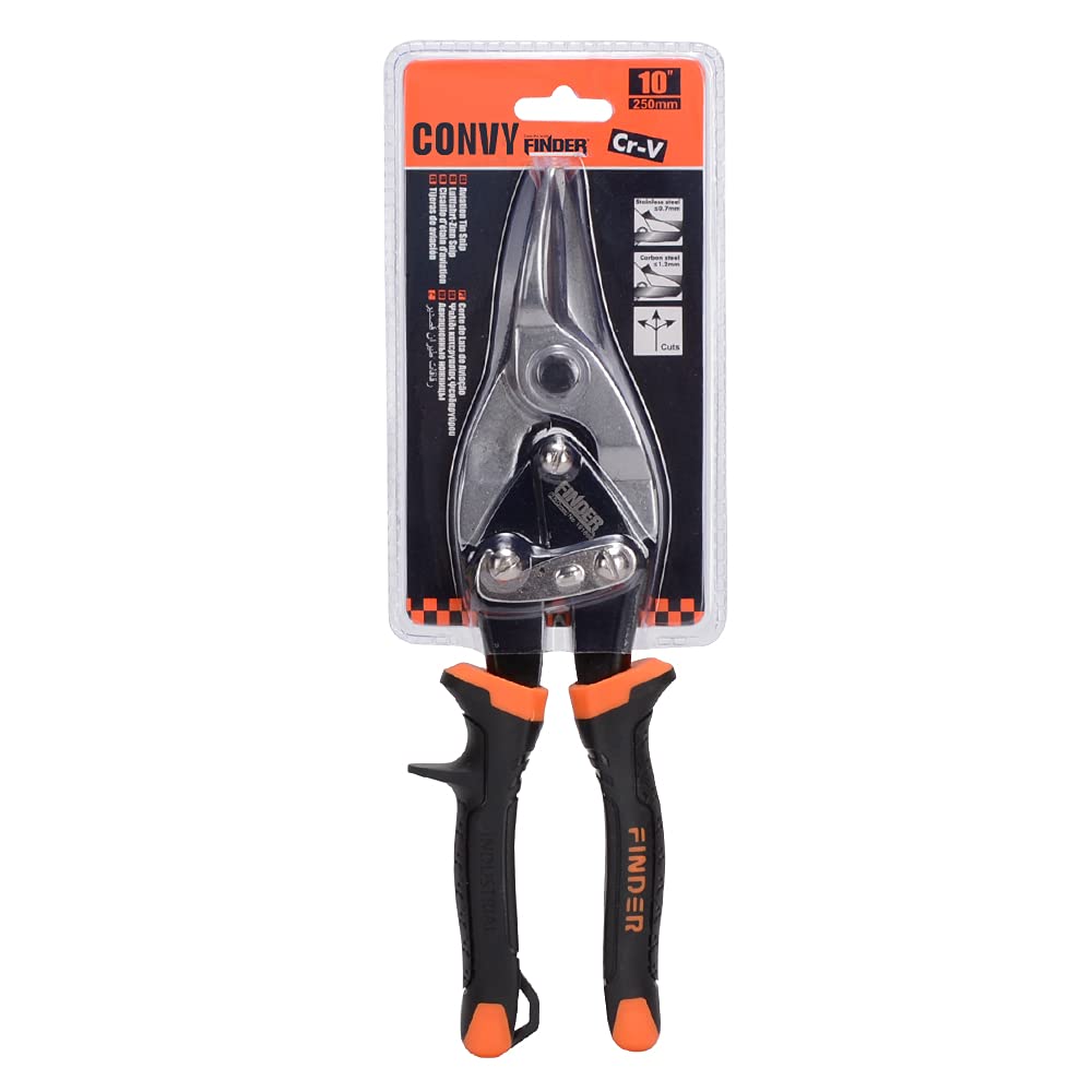 Convy Straight Cut Tin Aviation Snips, 25 cm Red, 25cm, convy-GJ87EU , Orange