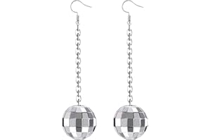Rave Envy Disco Ball Earrings for Women - 70's Halloween Disco Outfits Costume Accessories For Men - Choice of Color
