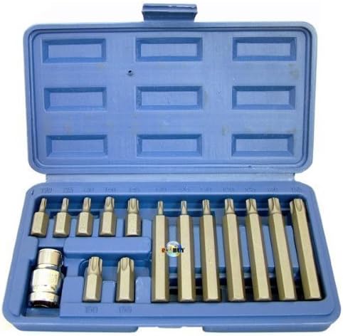 Toolzone 15Pc 1/2" Dr Torx Bits With Socket In Case, Variety pack