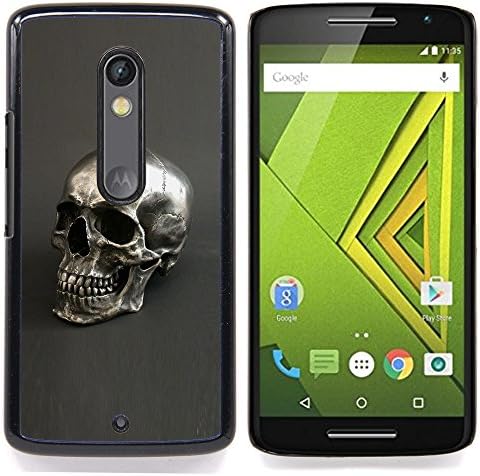 Queen Pattern - FOR Motorola Verizon DROID MAXX 2 / Moto X Play - Skull Silver Bling Metal Grey Death - Impact Case Cover with Art Pattern Designs