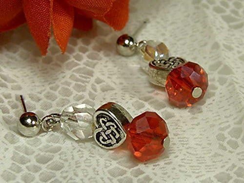Cynthia Lynn "True Love" Clear Czech &amp; Red Crystal Silver Heart Post Earrings