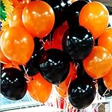 LOKMAN 10 Inches Black and Orange Latex Balloons for Wedding, Baby Shower, Birthday Party Decoration, 100 per Unit (Black and Orange)