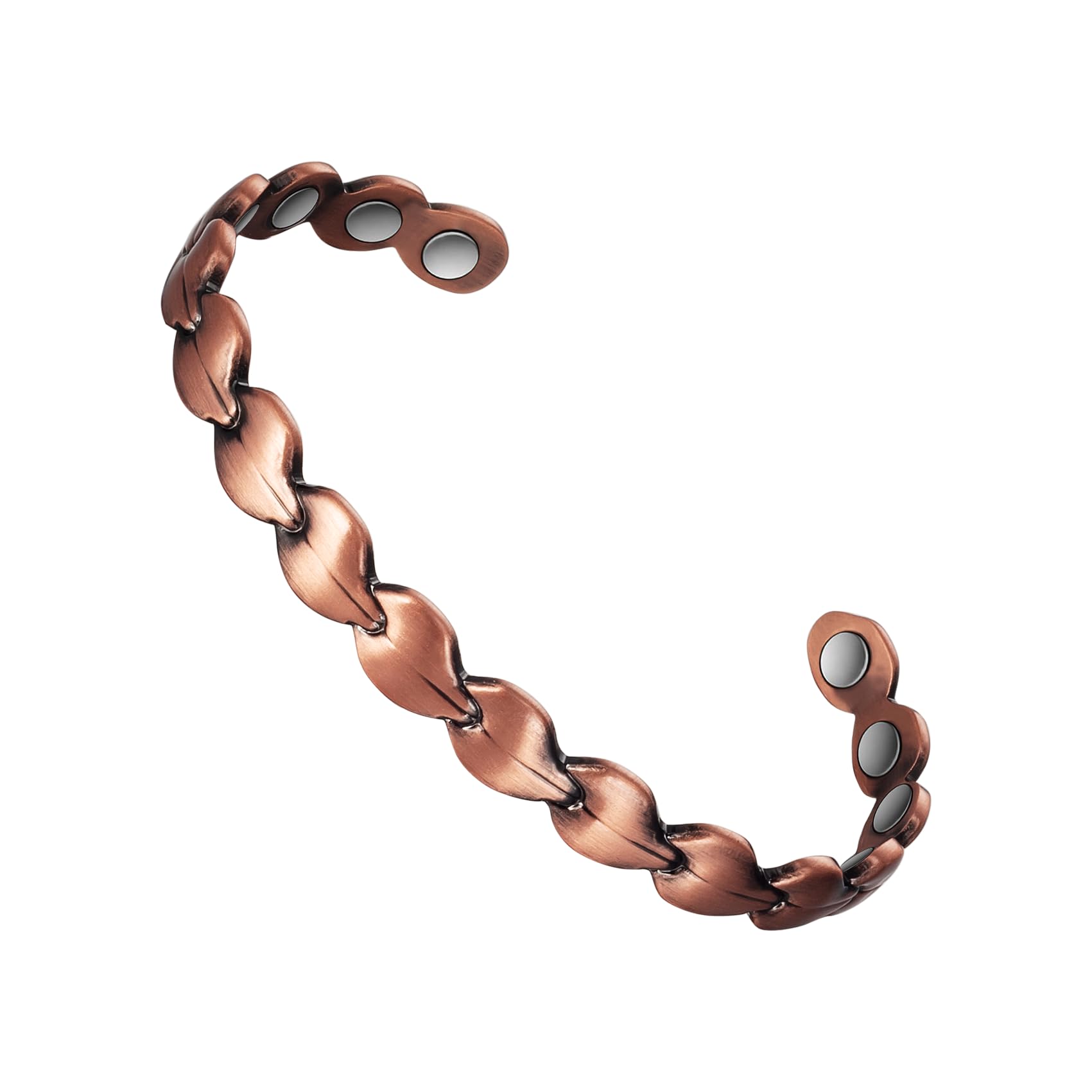 EnerCoppeX Pure copper 8 magnets men's and women's copper bracelet adjustable joint copper bracelet 3500 Gauss effective magnet 6.5 inches (C)