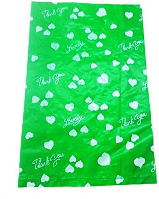 Small 50 Pcs. Lin NaDa Treat Goody Plastic Bag 8"Wx12 "Hx3" Deep With Die Cut Handle (8x12-G16- Green)
