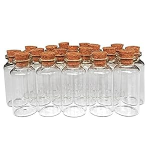 MINGZE 20 Stuks 20 ml Glazen Flesjes, Kleine Mini-glazen Fles Kurkflessen Monsterpotjes Met Natuurlijke Kurk…