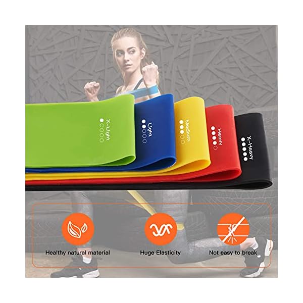 Baudane-Resistance-BandsSet-of-5-Skin-Friendly-Resistance-Band-Fitness-Exercise-Loop-Bands-with-5-Different-Levels-Elastic-Band-for-Home-Gym-Training-ArmsLegsPilatesYoga-Free-Carrying-Case-Included Resistance Bands,Set of 5 Skin-Friendly Resistance Band, Fitness Exercise Loop Bands with 5 Different Levels Elastic…