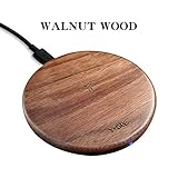 YOGEE Fast Wireless Charger 7.5W Wireless Charging Compatible with iPhone Xs MAX/XR/XS/X/8/8 Plus,Walnut Wood Handcraft Base Qi Charging Pad 10W for Samsung Galaxy Note 9 / S9 / S9 Plus/Note 8 S8