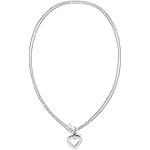 Tommy Hilfiger Women's Jewelry - Stainless Steel Heart Chain Necklace - Toggle Closure - Classic Style for Everyday Wear - Fashion Accessory, Gift for Her