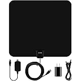 Ezapor Amplified HDTV Antenna - 50 Mile Range Indoor TV Antenna with Detachable Amplifier and 13ft Coax Cable Square