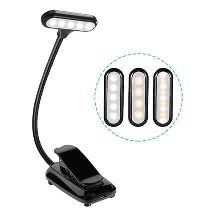Leselampe LED Buchlampe USB Wiederaufladbar, Karrong Leseleuchte Klemme Buch Licht Klemmleuchte mit 9 LED, 3 Modi Dimmbar Hel