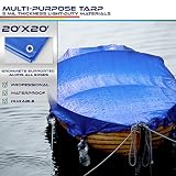Windscreen4less 20' x 20' General Multiple Purpose 5 Mil Waterproof Blue Poly Tarp