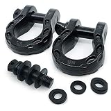 GearAmerica Mega Duty D Ring Shackles Black (2 PK) | 68000 lbs (34 US Ton) Strength | 3/4" Shackle + 7/8 Pin + Washers| Securely Connect Tow Strap or Winch Rope to Jeep for Off-Road 4x4 Recovery