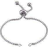 FASHEWELRY 10Pcs Stainless Steel 9" Slider Extender Box Chain Bracelet Adjustable with Ball End for Bracelet Jewelry Making