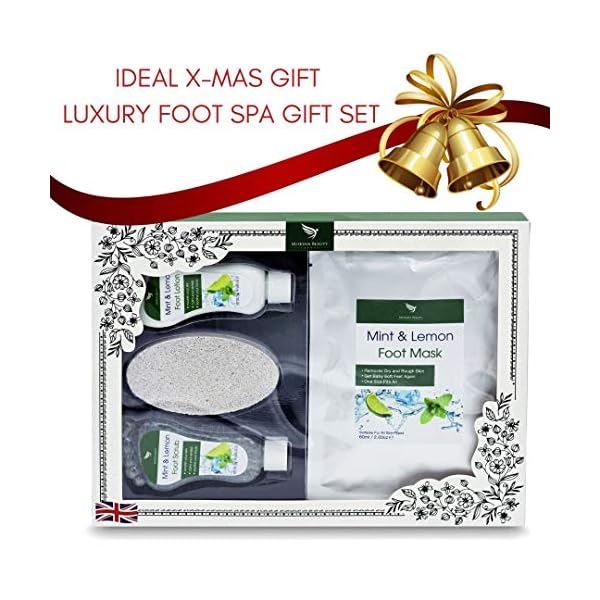 Foot-Care-Pedicure-Gift-Set-Foot-Spa-Pamper-Box-Mint-and-Lemon-Foot-Scrub-Foot-Lotion-Foot-Mask-Pumice-Stone Foot Spa Gift Sets - Foot Care Pampering Gift Set | Mint and Lemon Foot Scrub, Foot Lotion, Foot Mask, Pumice Stone
