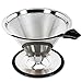 Bonzercraft Pour Over Coffee Cone Dripper - Stainless Steel Coffee Maker - Double Mesh Reusable Filter - Single Cup Coffee Brewer - Spoon And Brush - No Need For Paper Filters - Paperless Cup Drip