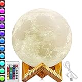 5.9 inch Moon Lamp,3D Printed Moon Lamps 7.1inch,7.9inch,9.1inch and 10.1inch 3D Printing LED 16 Colors Moon Light, Touch&Remote Control Moon Night Light
