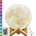 5.9 inch Full Moon Lamp, 3D Moon Lamp, 100% 3D Printing LED 16 Colors Moon Lamp, Touch& Remote Control Decorative Moon Light.