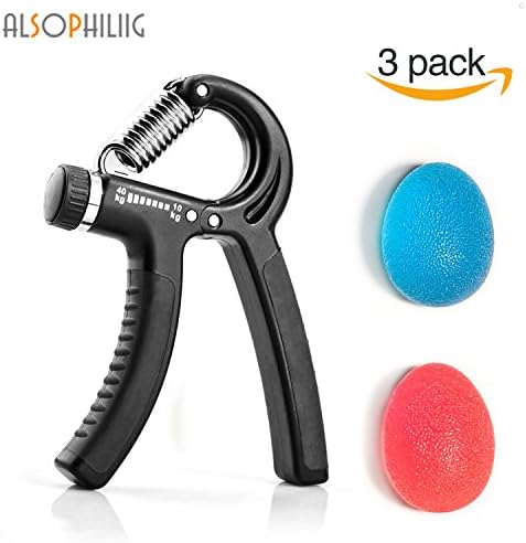 Hand Grip Stress Trainer Kit 2 Pcs Wrist Strengthner Ball &amp; 1Pcs Adjustable Gripper Exercise Equipment for Thereapy Excerciser Arm Strength Gift Workout Toy (Color01)