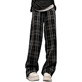 Vintage Plaid Baggy Pants High Waist Harajuku Pants Goth Emo Grunge Clothes Streetwear