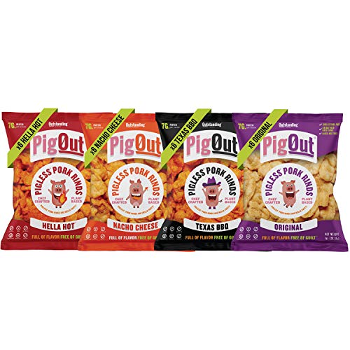 PigOut Pigless Pork Rinds, Variety Pack Plant Based Healthy Snacks
